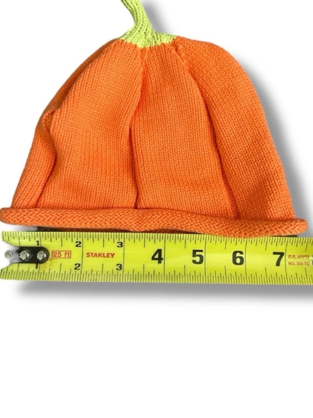 Carter's Pumpkin Baby Beanie One Size Orange Knit Hat 100% Cotton